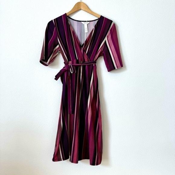 Ma Cherie Maternity Dresses & Skirts - Ma Cherie Maternity Striped Maternity Midi Dress with Tie Waist S